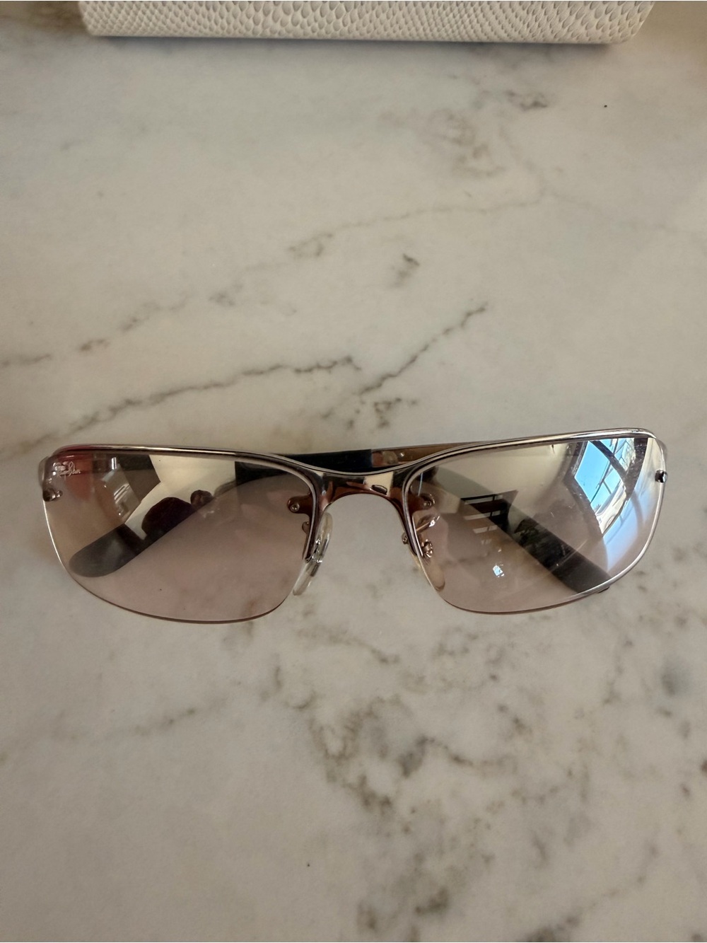 Ray-Ban Silver Frame Sunglasses with Brown Gradient Lenses